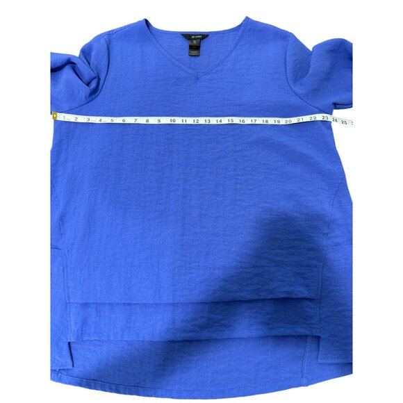 Ali Miles Womens Tunic Blue V-Neck Layered Hem Top Roll-Tab Sleeves Size XL - Picture 6 of 9